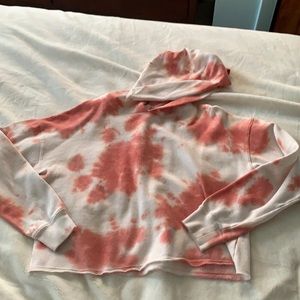 Pink rose cropped tiedye hoodie